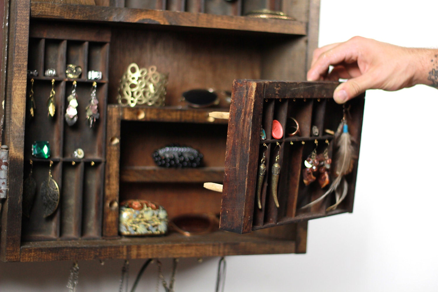 Jewelry organizer, Jewelry display, jewelry storage,  jewelry holder, Jewelry closet, jewelry cabinet..... Handmade by TangleandFold