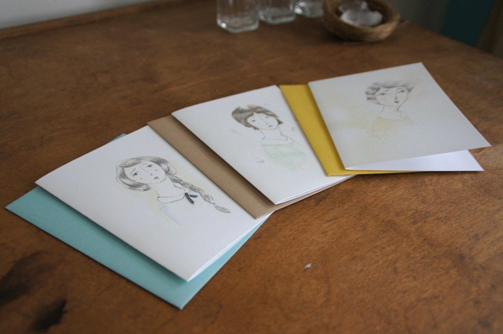 Three Sisters Set of 3, Jodie, Sandy, Lois, Note Cards