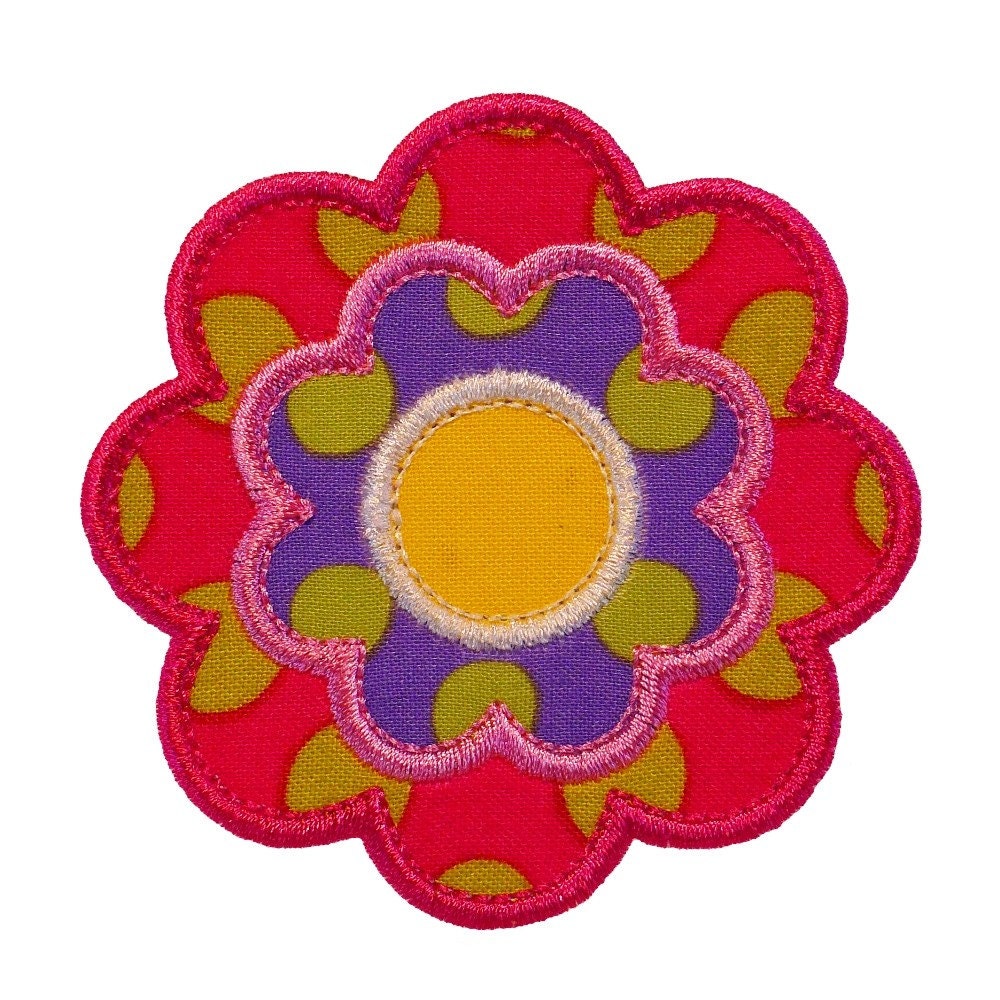Flower Power Appliques Machine Embroidery Designs Applique Pattern in 4 sizes 3", 4", 5" and 6"