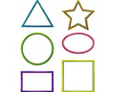 Applique Shapes Machine Embroidery Design Patterns Circles, Squares, Ovals, Rectangles, Triangles, Stars 2", 3", 4", 5", 6" and 7"