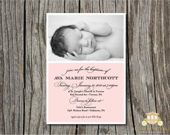 Baby Baptism Christening -  Modern Photo Invitation - 5x7 Printable DIY JPEG - Baby Boy, Baby Girl, Baptism