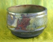 Hand Made Raku Bowl In Copper Green and Brown