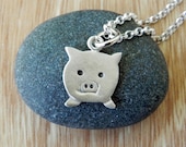 Cute little pig sterling silver necklace pendant with chain