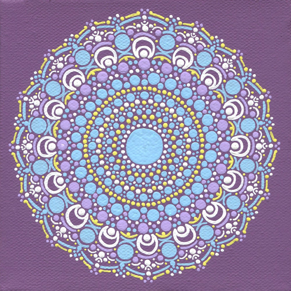 Purple Carousal Mandala Painting on Canvas