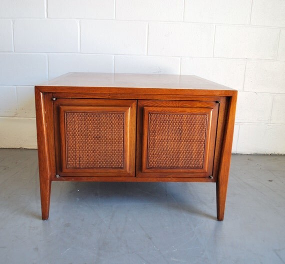 Mid Century Modern Danish Style Caned End Table