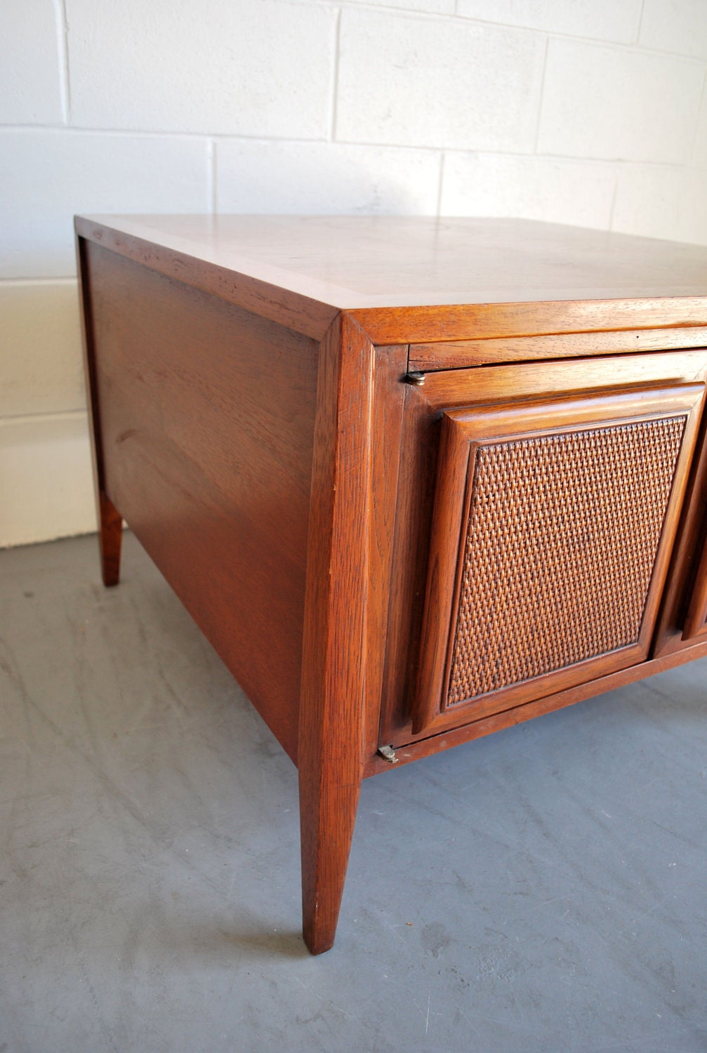 Mid Century Modern Danish Style Caned End Table