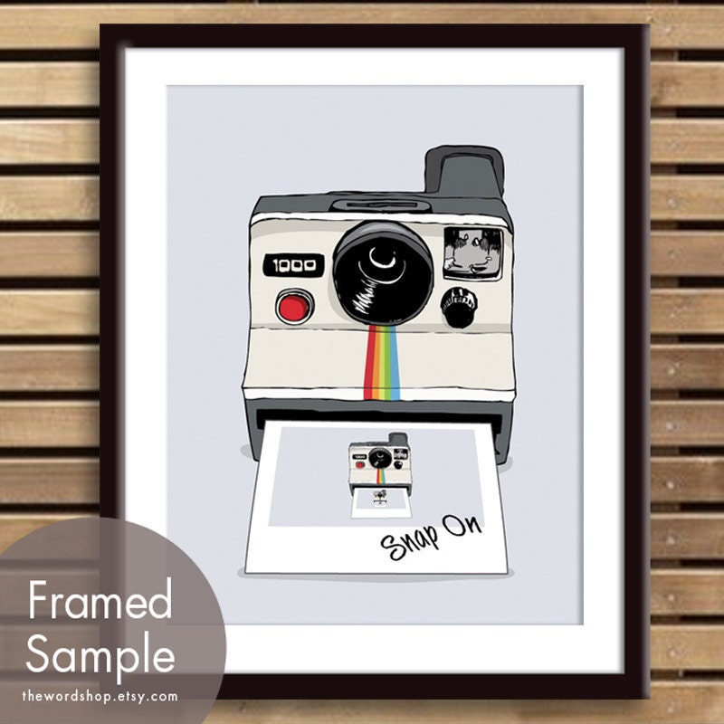 Vintage Snap Shot (Polaroid Camera) 11x14 Print (Featured on Foggy Blue Background) Customizable Colors (Buy 3 Get One Free)