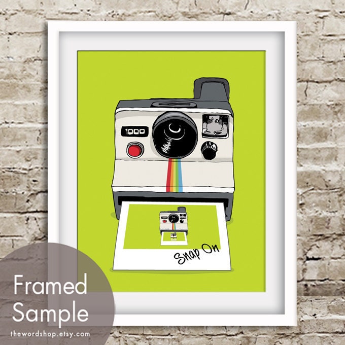 Vintage Snap Shot (Polaroid Camera) 8x10 Print (Featured on Lime Zest Background) Customizable Colors (Buy 3 Get One Free)