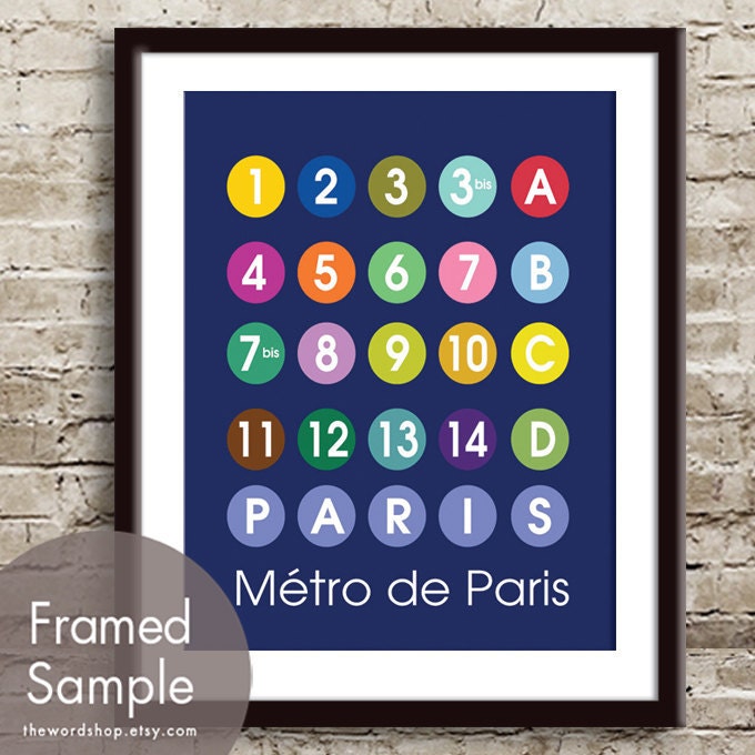 Metro Paris ABC-Paris inspired Metro Sign Art-11x14 Print. Buy 3 and get One Free