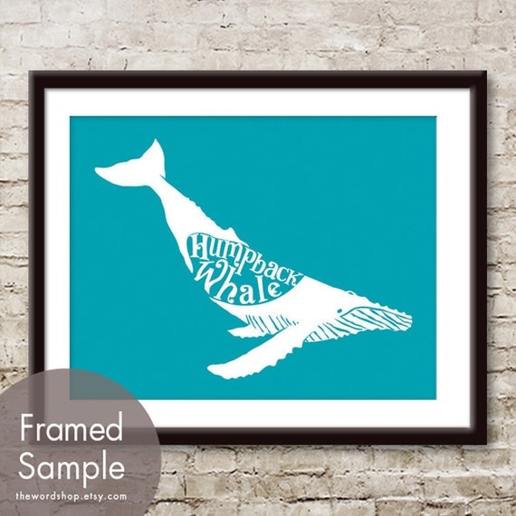 Humpback Whale - 11x14 Print (Whale Tail Series) Featured in Oceanic Blue (Buy 3 Get One Free)