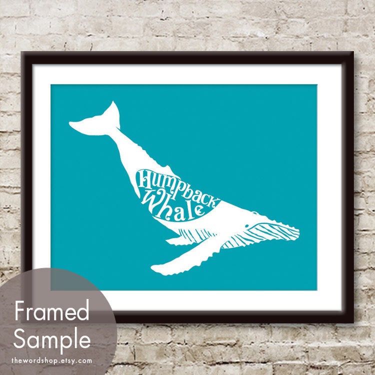 Humpback Whale - 11x14 Print (Whale Tail Series) Featured in Oceanic Blue (Buy 3 Get One Free)