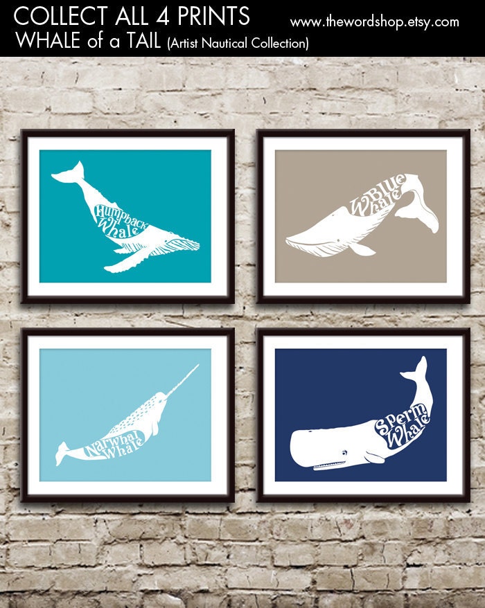 Humpback Whale - 11x14 Print (Whale Tail Series) Featured in Oceanic Blue (Buy 3 Get One Free)