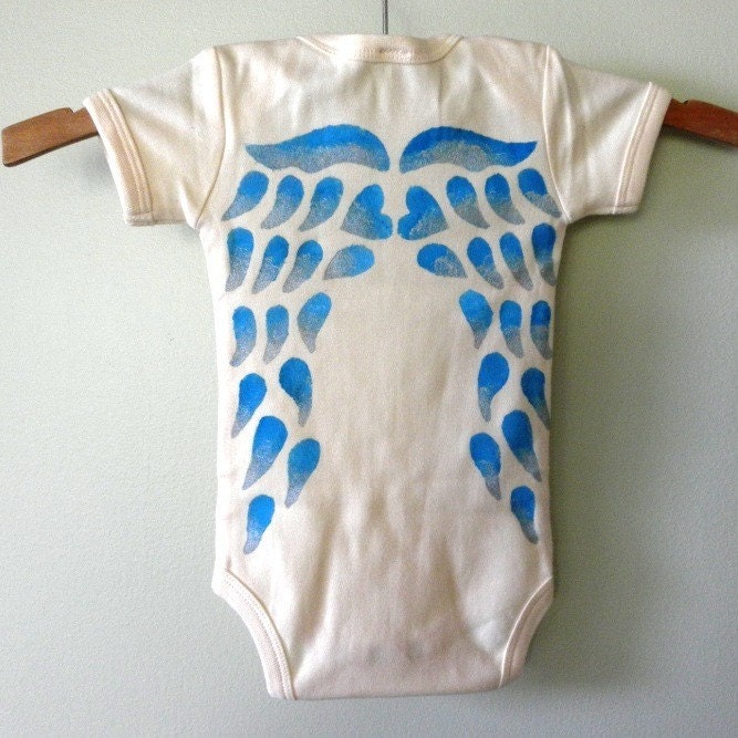 baby angel wings, organic hand painted baby onesie or little t-shirt