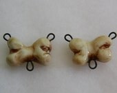 Bone connector beads in porcelain clay, small