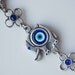 7 Elephant with Evil Eye Beads Amulet Handmade Turkish Silver Plated Wall Hanging