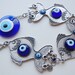 Three Fish Wall Hanging Amulet Handmade Turkish Silver Plated Evil Eye Bead