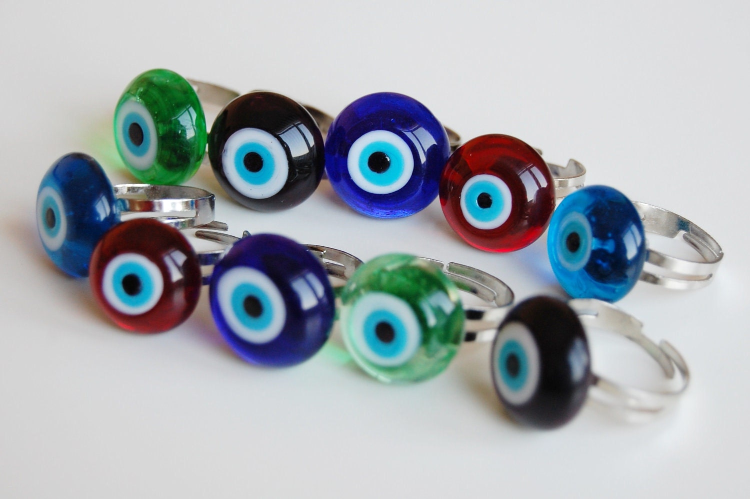 Evil Eye Lampwork Handmade Adjustable Size Ring
