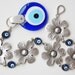 Daisy Wall Hanging Amulet Handmade Turkish Silver Plated Evil Eye Bead