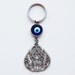Mevlana Tulip Calligraphy Key Chain Handmade Evil Eye Silver Plated