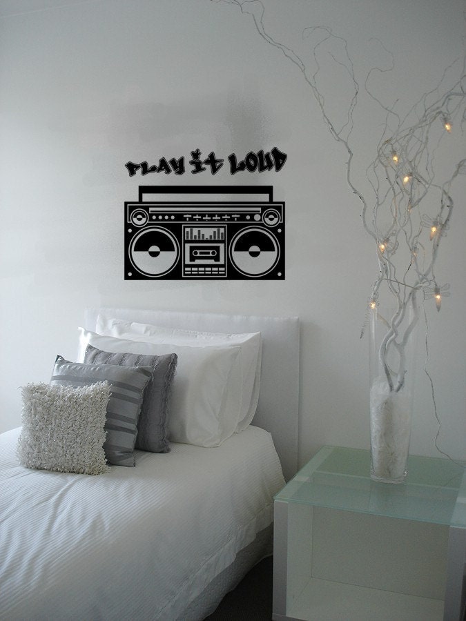 Kids Vinyl Wall Art Radio Boombox Urban Hip Hop Kids Vinyl Wall Mural Decal Kids Vinyl Wall Art