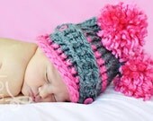 Baby girl aviator hat grey pink brown 3 to 6 months