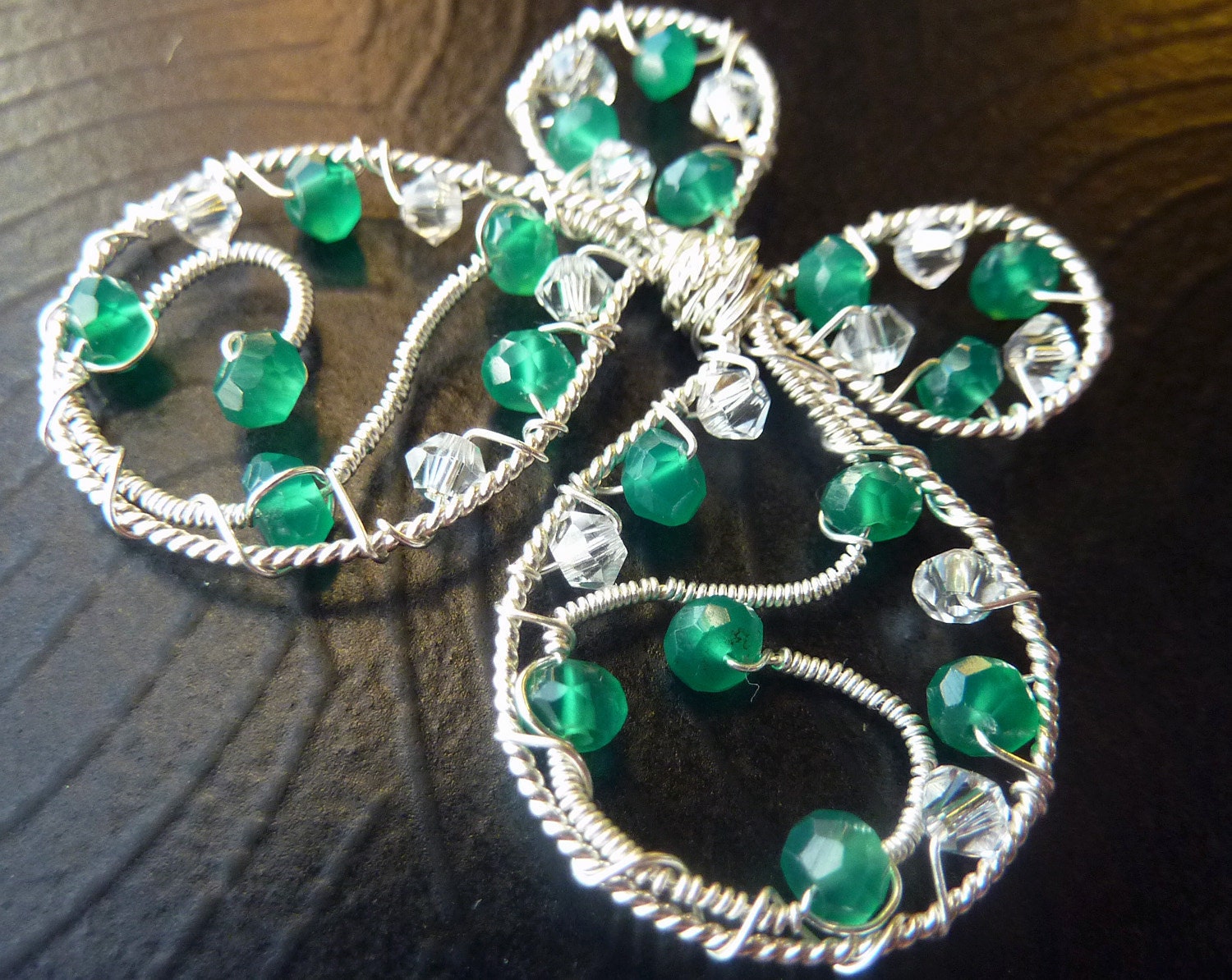 Green Onyx Sterling Butterfly Hair Pin, Clip or Bouquet Decoration - ButterflyJewelry -Tagt