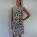 Vintage 60's dress mad men Pin Up evening sequins animal print scarfed back sheer neck at lilacinspirations