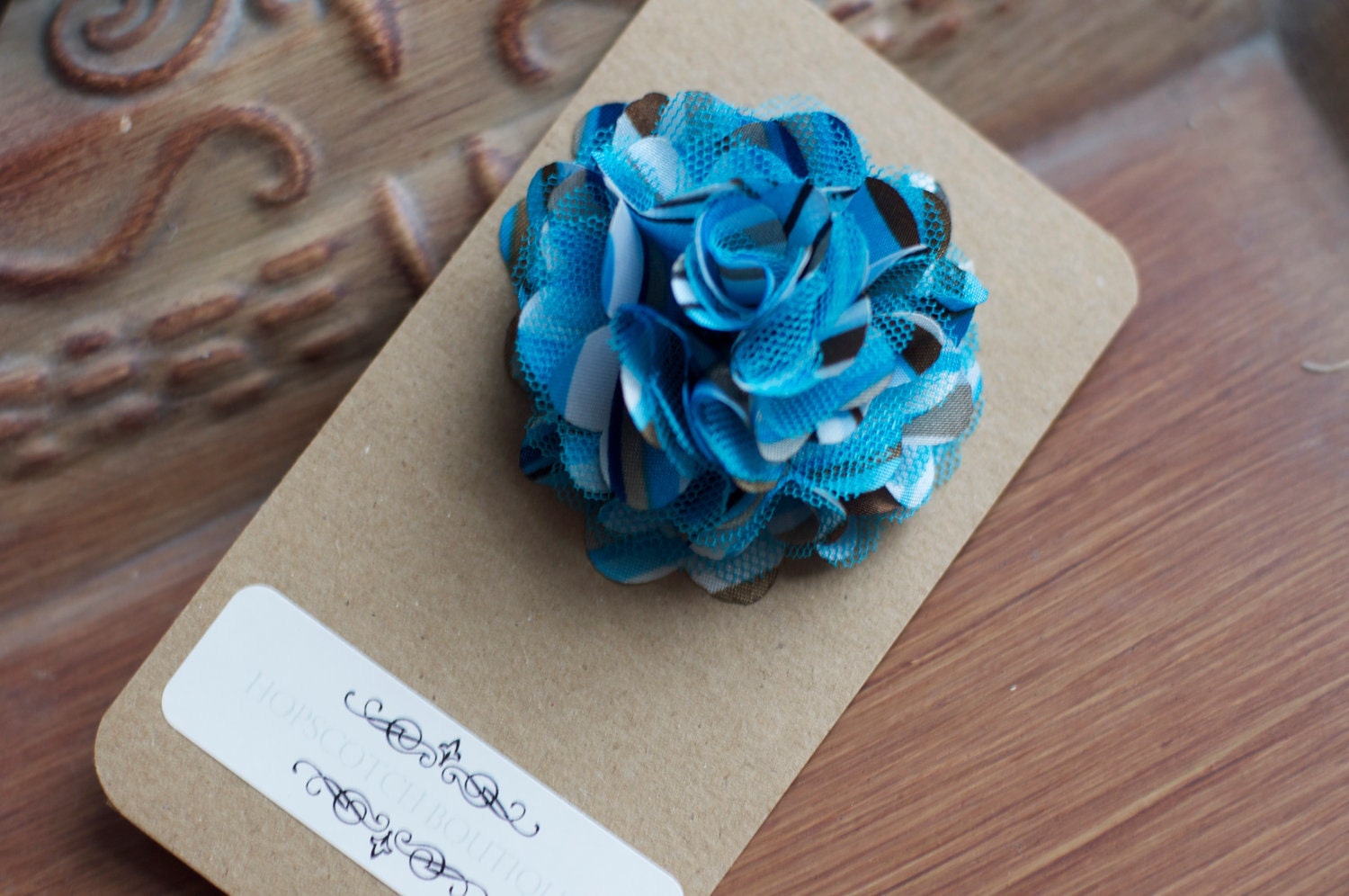 Little Lucy in Blue Mix Fabric Flower Hair Clip
