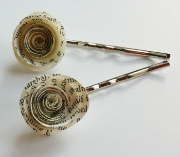 Bookish Bobby Pin Set Paper Flower Hair Pins