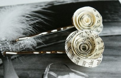 Bookish Bobby Pin Set Paper Flower Hair Pins