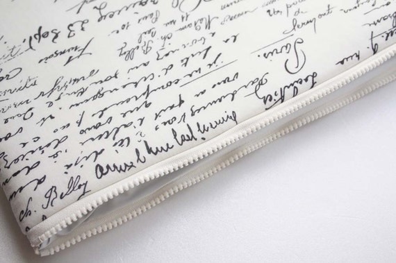 15 " Macbook or Laptop sleeve with zipper closure- Script -Ready to ship