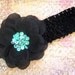 Baby Headband - Baby Flower Headband - Black Sequin Flower Headband - SALE