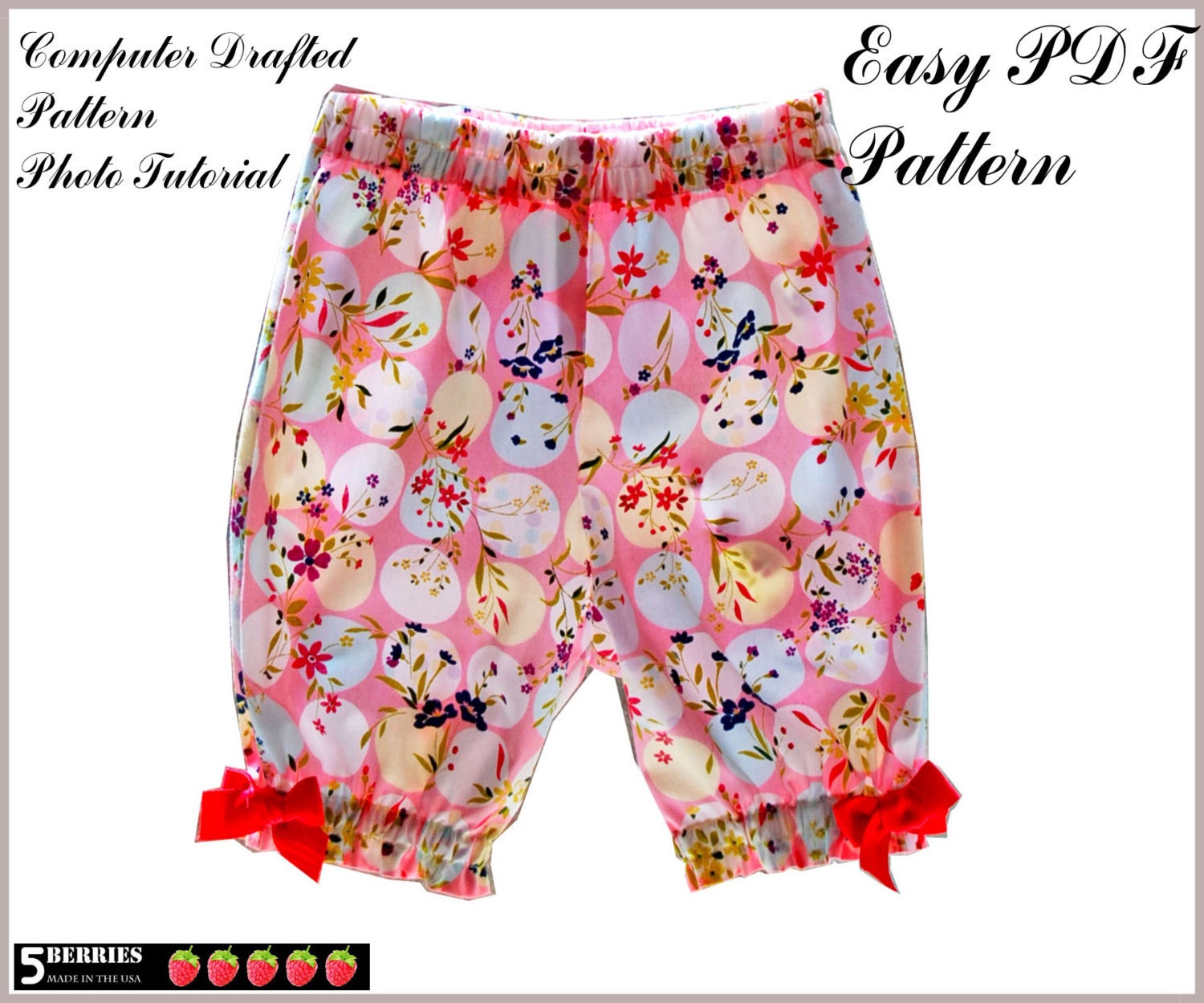 Girls Shorts Pants PATTERN, Chloe Sewing PDF Pattern for Children, Baby, Toddler, E Book, Tutorial, 5 Berries