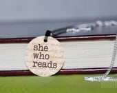 she who reads charm necklace