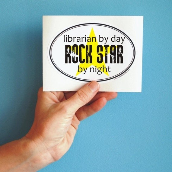 librarian by day oval sticker