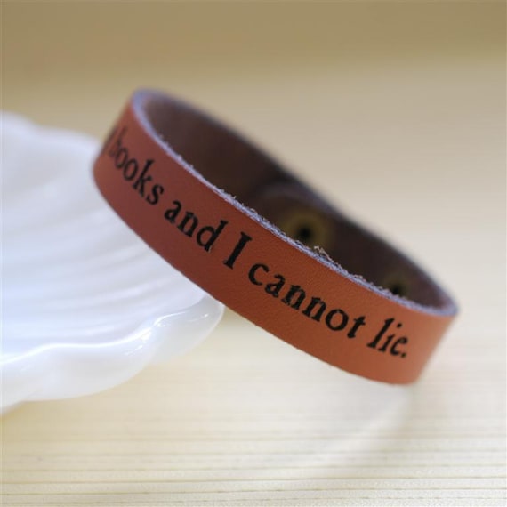 I like big books engraved 1/2" leather bracelet