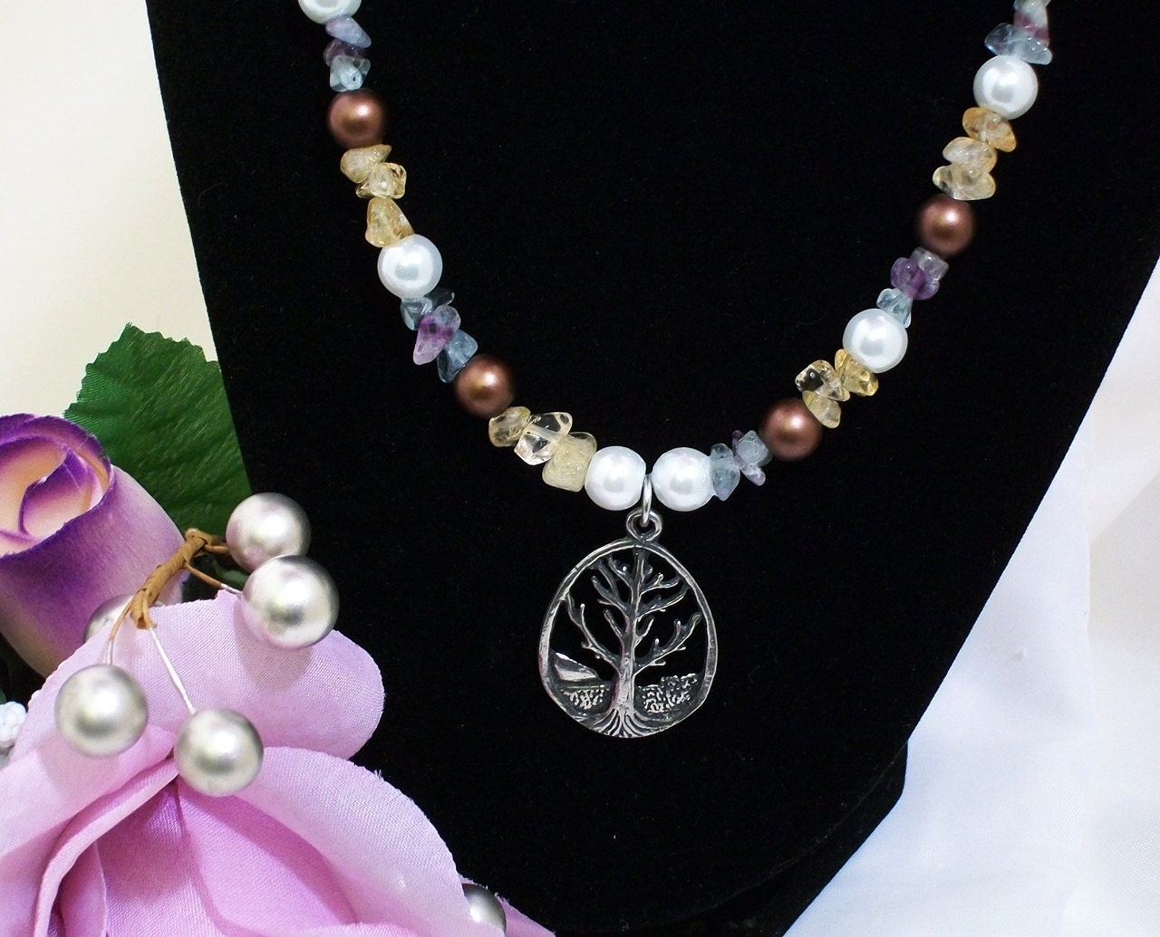 Fluorite, and Citrine Necklace The World Tree
