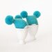 Turquoise egg warmers with funny poms