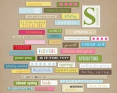 Snipettes: Springtime Digital Scrapbooking elements for journaling INSTANT DOWNLOAD