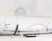 Small Gold Crescent Earrings with Oxidized Sterling Silver Beads