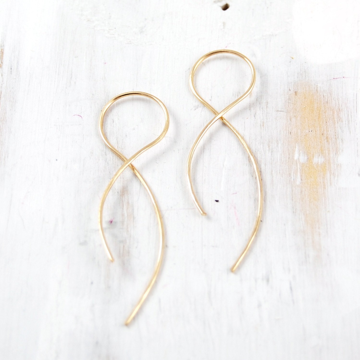 Medium Gold Pull Through Earring, "Infinity"