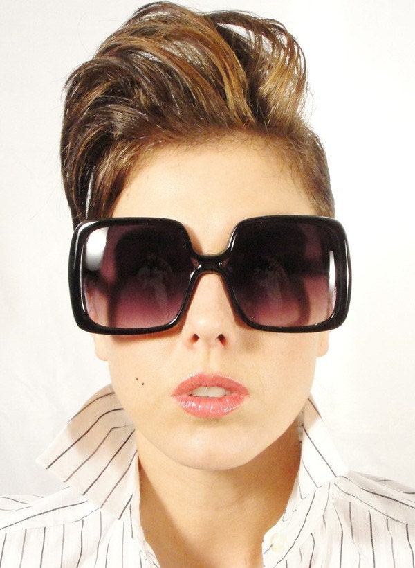 HIP 2B SQUARE Oversized Vintage Glam SUNGLASSES Black