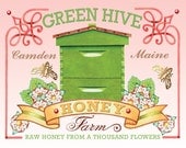 Archival poster print 8 x 10 of a pretty honey label by Patricia Shea.