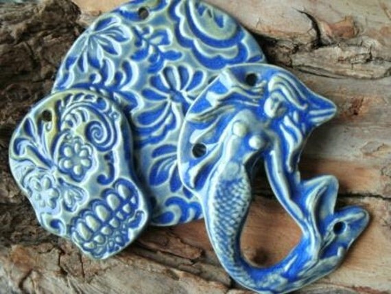 Stoneware clay Mermaid pendant