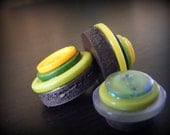 Yellow and Green Button Magnets (Set of Three)