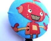 OOPS--Robots are Cool-Michael Miller Fabric Covered Badge Reel, ID Holder OR Keychain