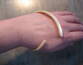 Vintage Large Carved Mother of Pearl Shell Open Bangle Bracelet