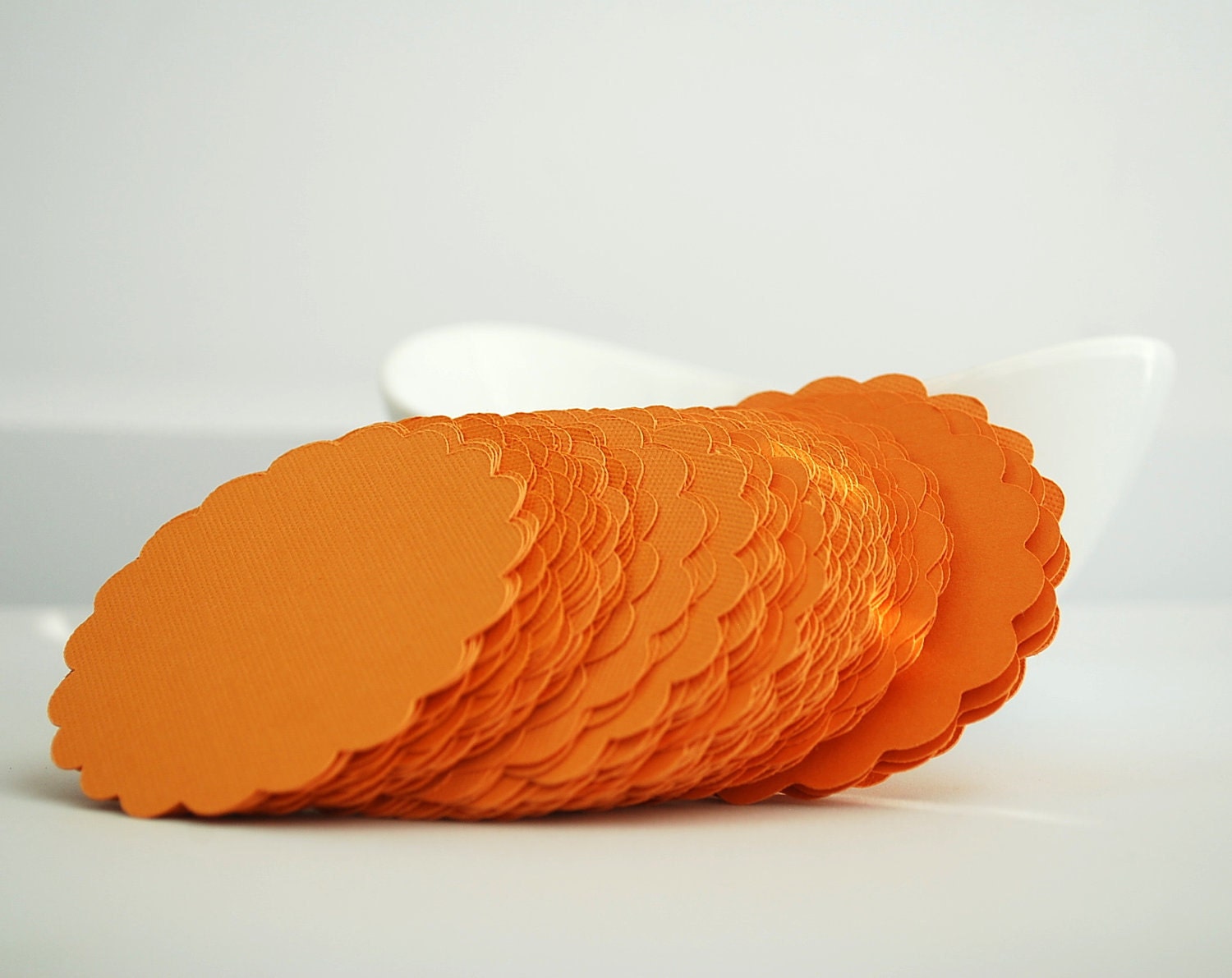 48 Scalloped Circles (2.5 inches) in Orange textured Cardstock Die Cut A60 Il_170x135