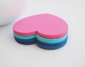 48 Hot pink, Turquoise and navy blue heart die cuts (2.5 inches) in textured cardstock A231 Il_170x135