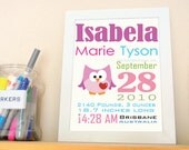 Owl Birth Announcement, cute owl nursery decor A289 Il_170x135